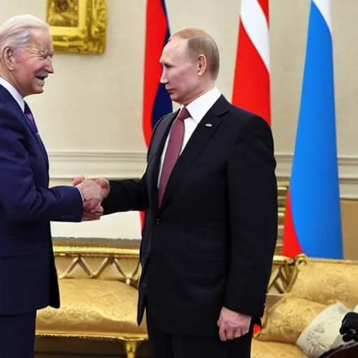 Image similar to biden and putin playing rock paper scissors, no one wins because both of them played scissors