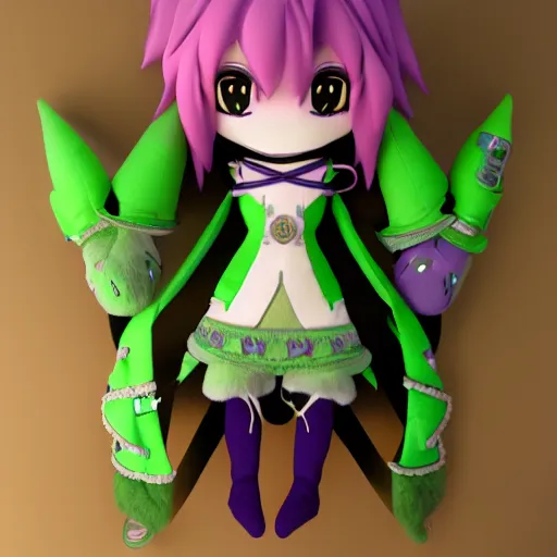 Prompt: cute fumo plush of a knight doggirl of a royal legion, green and purple, monster girl, vray