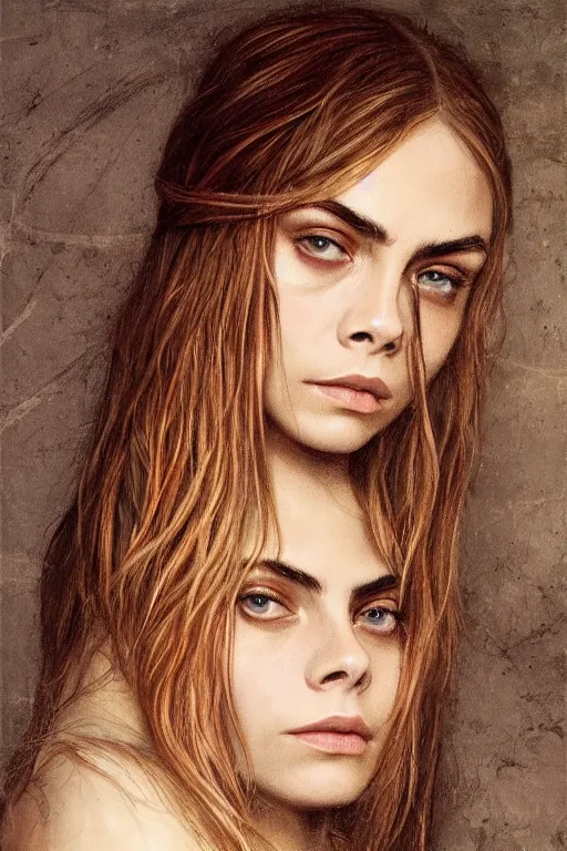 Prompt: cara delevigne painted by leonardo da vinci, vivid colors, high details, cinematic, 8k resolution, beautiful detailed, photorealistic, digital painting, artstation, concept art, smooth, sharp focus, illustration, fantasy background, artstation trending, octane render, unreal engine