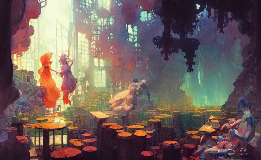 Image similar to alchemy laboratory, fantasy. intricate, amazing composition, colorful watercolor, by ruan jia, by maxfield parrish, by marc simonetti, by hikari shimoda, by robert hubert, by zhang kechun, illustration, gloomy