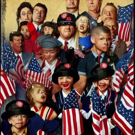 Prompt: nostalgia for 9/11, 4k, award-winning, dark, ultra HD, patriotic, america. in the style of norman rockwell