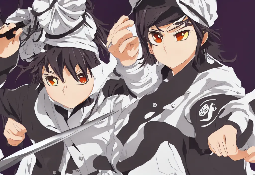 legal-jackal584: Anime character in chef clothes with strong black hair