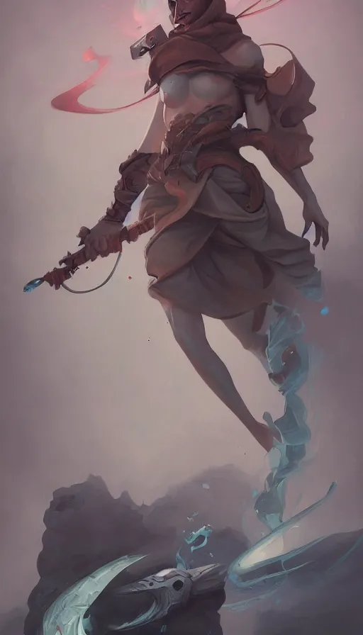 Image similar to drawing of a character, by peter mohrbacher