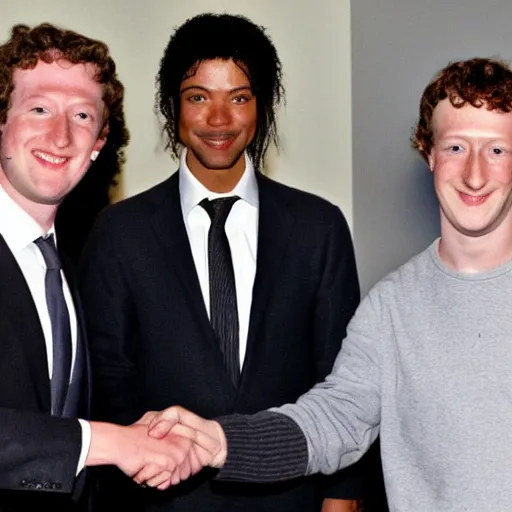 Image similar to mark zuckerberg and michael jackson shaking hands