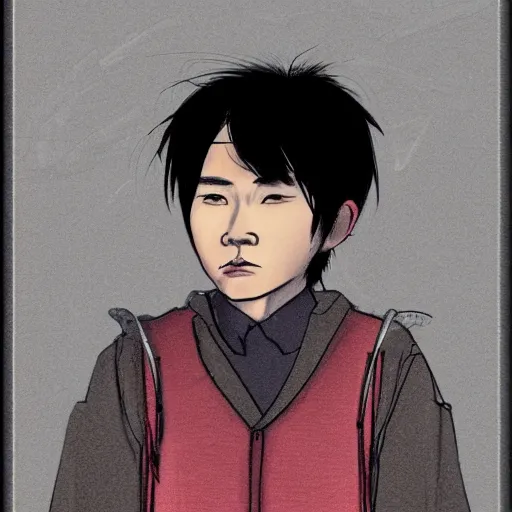 Prompt: haggard looking chinese boy concept art, cinematic