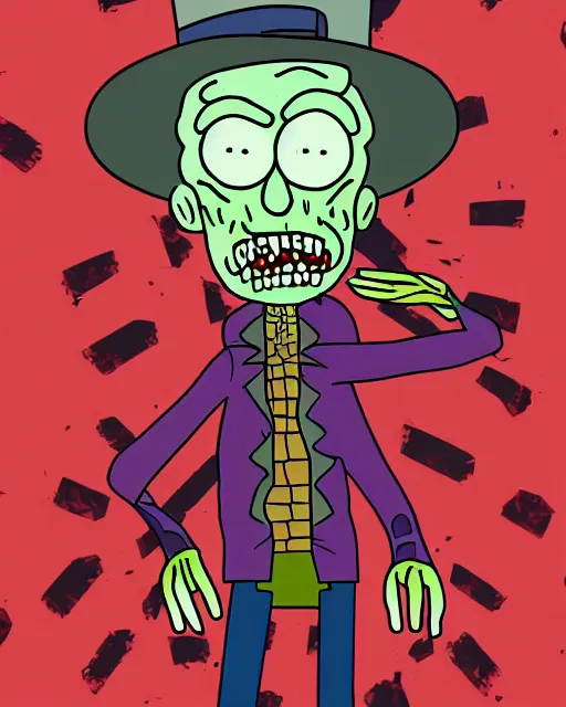 Image similar to freddy krueger in the style of rick and morty