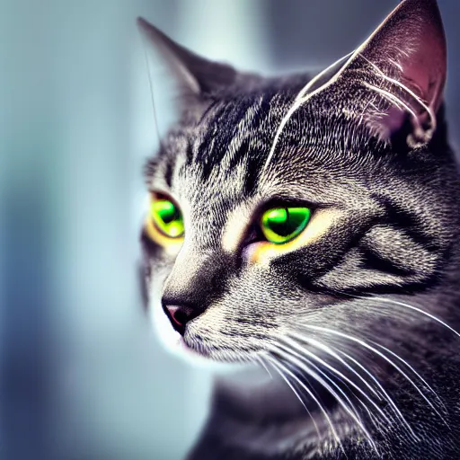 Prompt: Cyborg cat, photography, bokeh, 4k