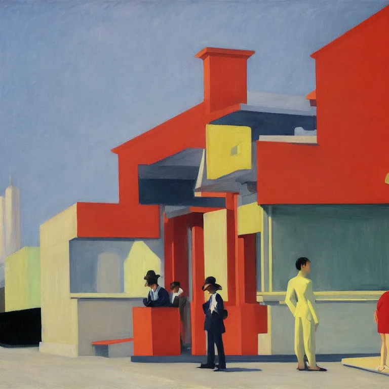 Prompt: dreaming from a new economy and a new financial system, painted by Alex Katz, painted by Edward Hopper, airbrush