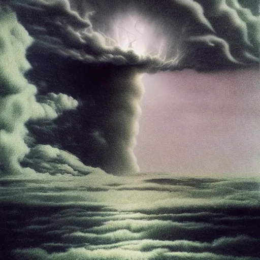 Image similar to killua zoldyck made by zdzisław beksinski, thunderstorm, 8 k, detailed, cinematic, rain, crying, black