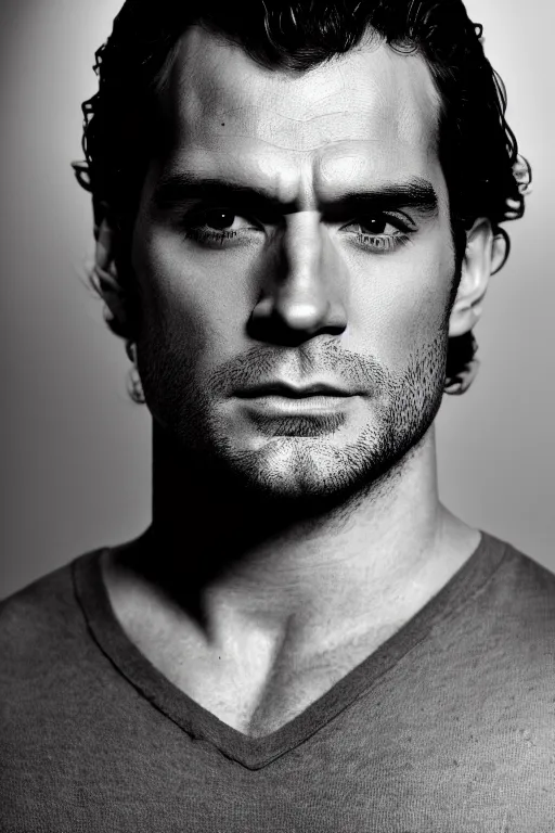 Prompt: dramatic lighting, a close - up studio photographic portrait of henry cavill