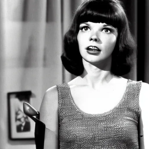 Prompt: a young woman who is a daughter of Barbara Feldon and Don Adams