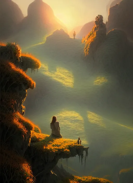 Image similar to spring mornings in the low - poly hills, diffuse lighting, fantasy, intricate, surrealism!!!!, highly detailed, lifelike, photorealistic, digital painting, artstation, illustration, concept art, smooth, sharp focus, by greg rutkowski, chris tulloch mccabe, valentina remenar and asher duran,