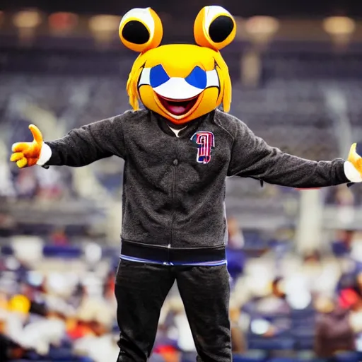 Prompt: photo of a sports mascot that is a germ