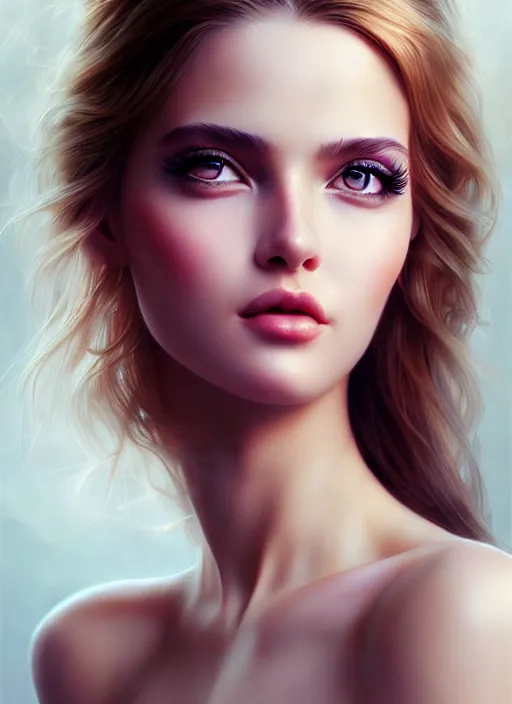 Prompt: a gorgeous female photo, professionally retouched, soft lighting, wearing a feather dress, realistic, smooth face, perfect eyes, wide angle, sharp focus on eyes, 8 k high definition, insanely detailed, intricate, elegant, art by artgerm and wlop