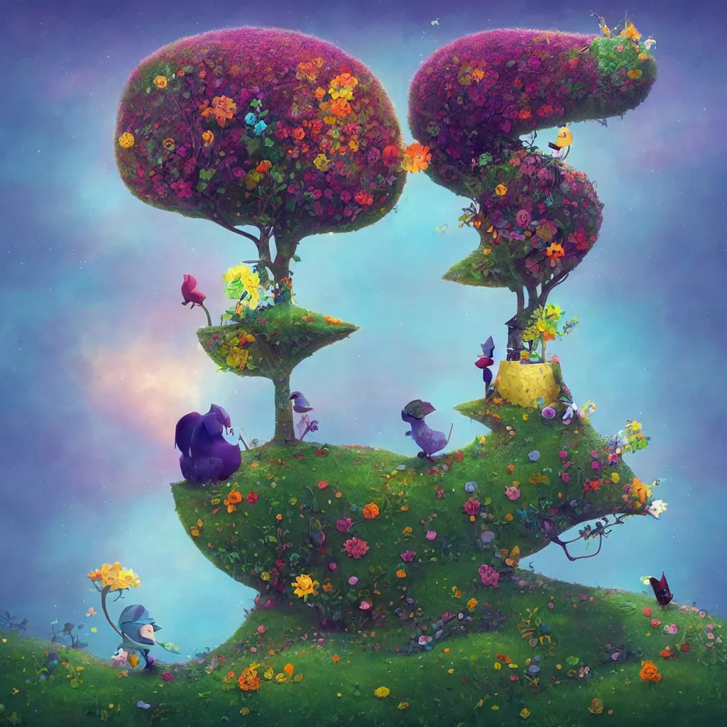 Image similar to low poly, pixar, surreal hybrid animals, nostalgia for a fairytale, magic realism, flowerpunk, mysterious vivid colors by andy kehoe and amanda clarke en un mundo de Gediminas Pranckevicius