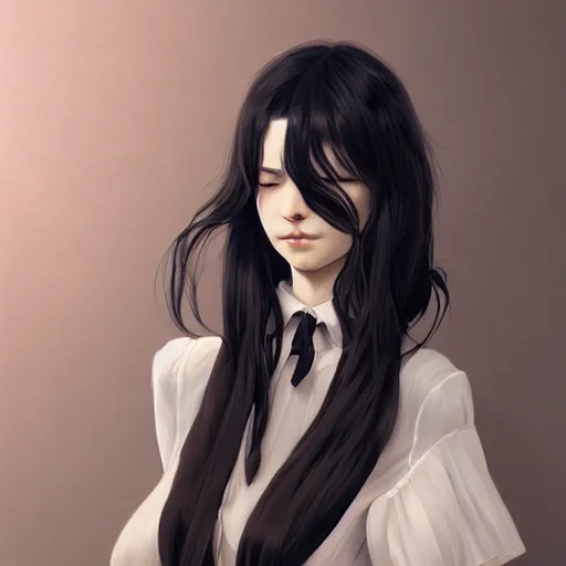 Image similar to ricardo milos, elegant, long black hair, highly detailed, anime, artstation, concept art, art by wlop and miyazaki