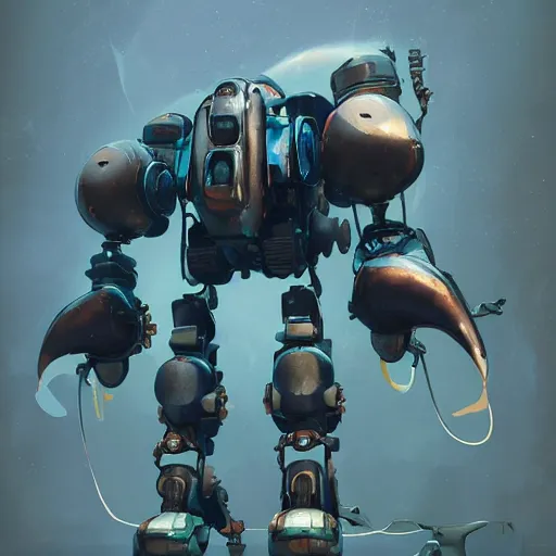 Image similar to detailed painting of aquatic gouf mecha mermaid robot. liquid metal scifi exoskeleton shoulder mounted rocket launcher. by sergey kolesov, beeple, nekro, pascal blanche, rhads. in style of colorful comic noir illustration, symmetry, sci fi, hyper detailed. octane render. realistic. trending on artstation