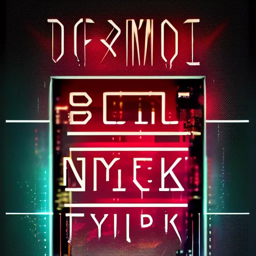 Image similar to demo poster of a stylized font, cyberpunk, behance, hd