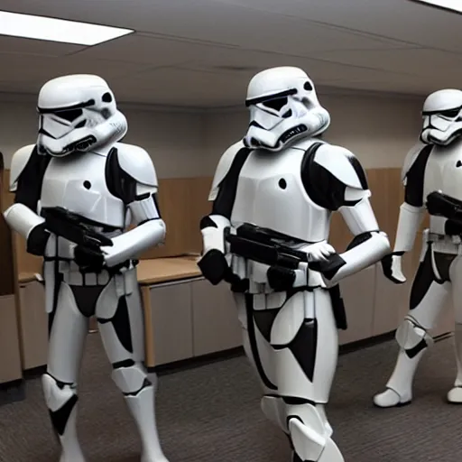 Image similar to doom's unit clone troopers, hiding in a office