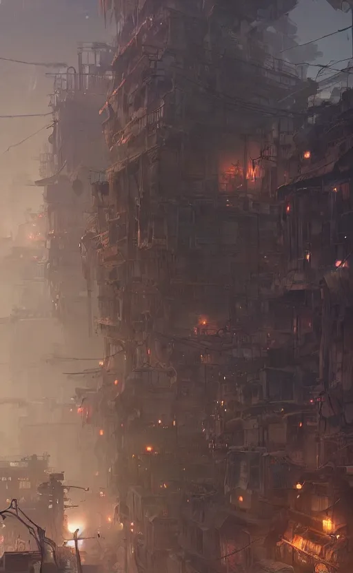 Image similar to post - apocalyptic city at sundown by makoto shinkai, nier atutomata environment concept art, greg rutkowski and krenzcushart
