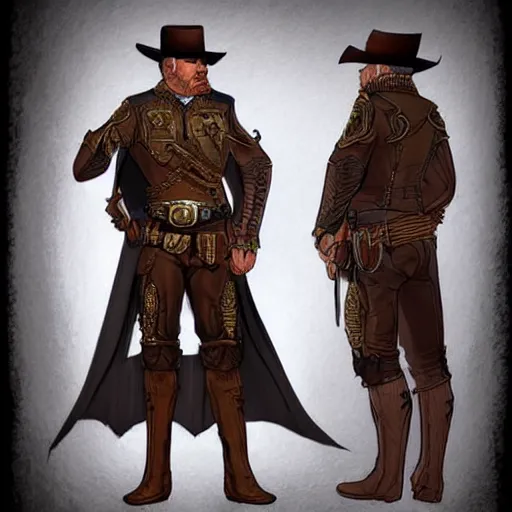 Image similar to full body concept art of a sheriff in the style of high fantasy Wild west art trending on artstation deviantart Pinterest detailed High Resolution HD 8k