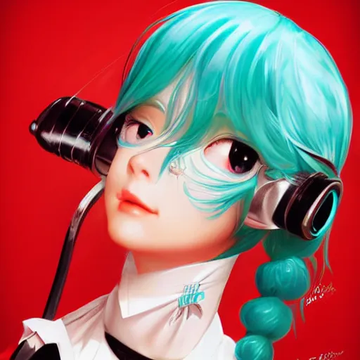 Prompt: Hatsune Miku by Gil Elvgren and Daniela Uhlig