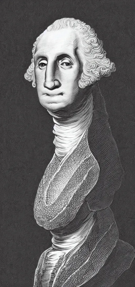 Image similar to george washington head disturbing scary long body dark body horror scary snake serpent horns head cosmic horror lovecraftian