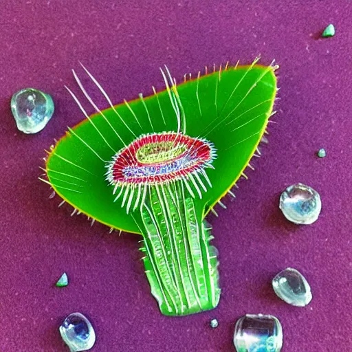 Image similar to venus flytrap made of crystal and gemstones