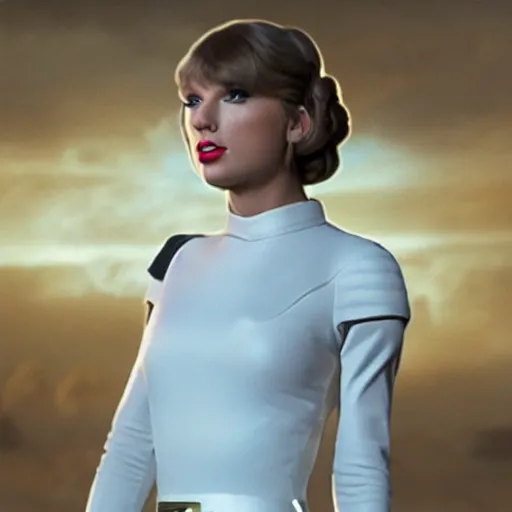 Image similar to taylor swift as princess leia in star wars, 8 k resolution, cinematic lighting, anatomically correct