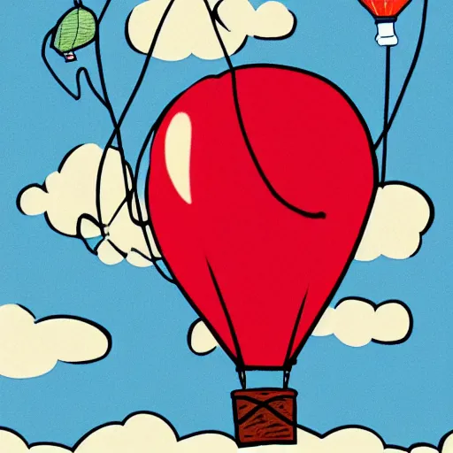 Prompt: hot balloon in the air of a cartoon character