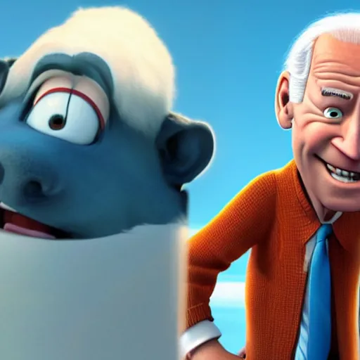 Image similar to joe biden on meth as seen in award winning animated pixar movie 4k octane render