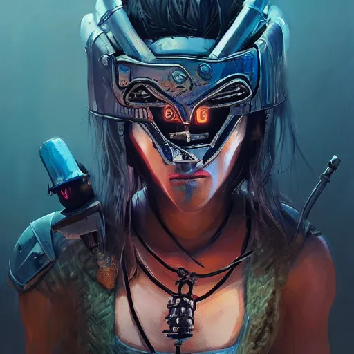 Image similar to cyberpunk viking helmet mask warrior goddess robot ninja fantasy, art gta 5 cover, official fanart behance hd artstation by jesper ejsing, by rhads, makoto shinkai and lois van baarle, ilya kuvshinov, ossdraws