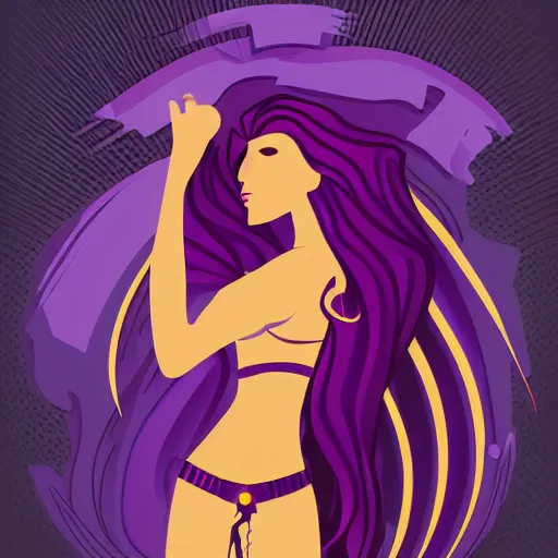 Prompt: beautiful female warrior with long purple hair, sticker, highly detailed, colorful, illustration, smooth and clean vector curves, no jagged lines, vector art, smooth