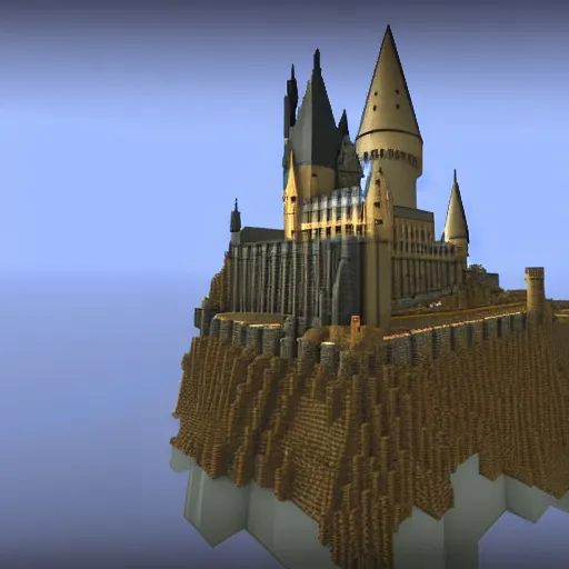 Prompt: Hogwarts castle, trending Minecraft build