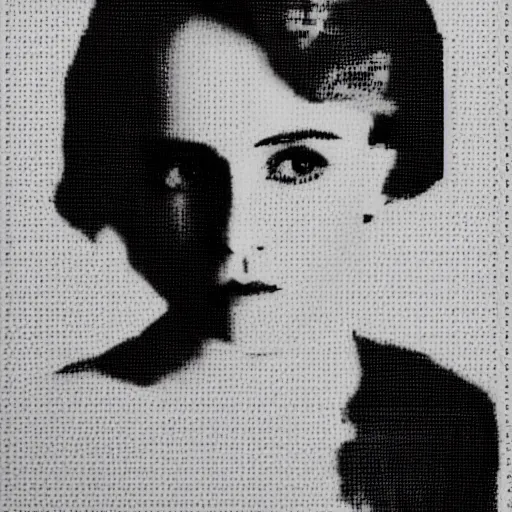 Prompt: portrait of emma watsons in the style of a dot matrix printer print out