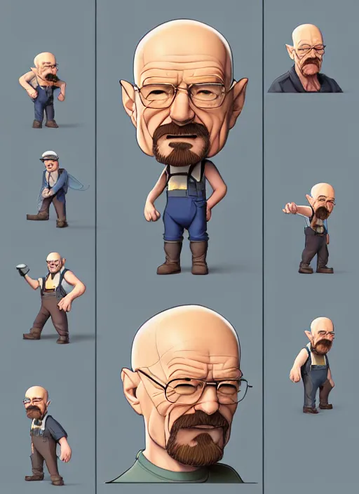 Prompt: cute builder walter white, natural lighting, path traced, highly detailed, high quality, digital painting, by don bluth and ross tran and studio ghibli and alphonse mucha, artgerm