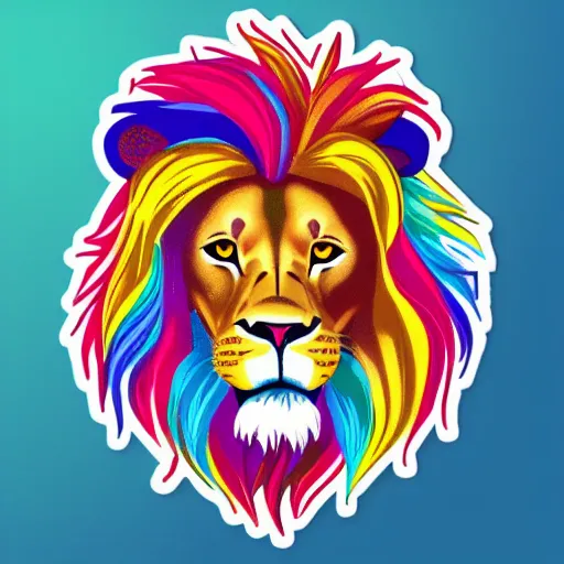 Image similar to A nice colorful male-lion with full mane sticker