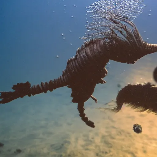 Prompt: worm walking in a sky underwater