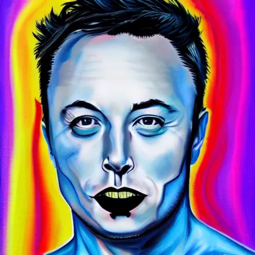 Image similar to Elon Musk painted in the style of Harumi Hironaka