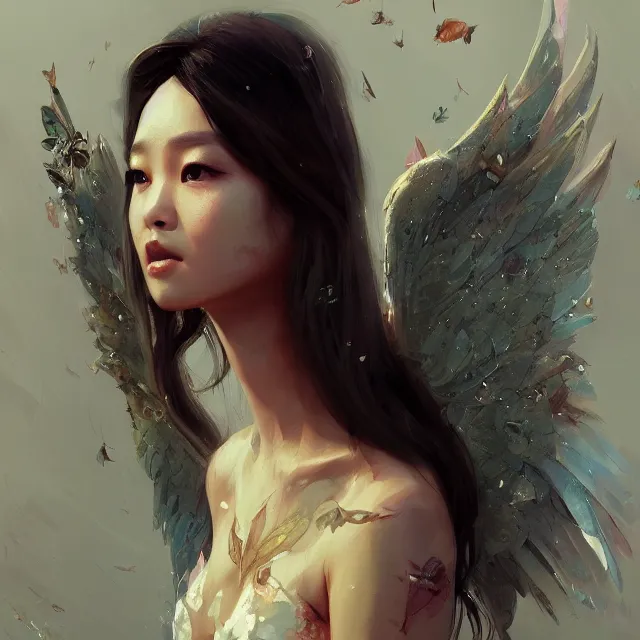 Prompt: very beauty girl asian, wings, angel hyper detailed, insane details, intricate, elite, elegant, luxury, by ismail inceoglu dragan bibin hans thoma greg rutkowski alexandros pyromallis rene maritte illustrated, perfect face, fine details, realistic shaded, fine - face, pretty face, artstation