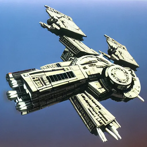 Image similar to the millennium falcon designed by chris foss