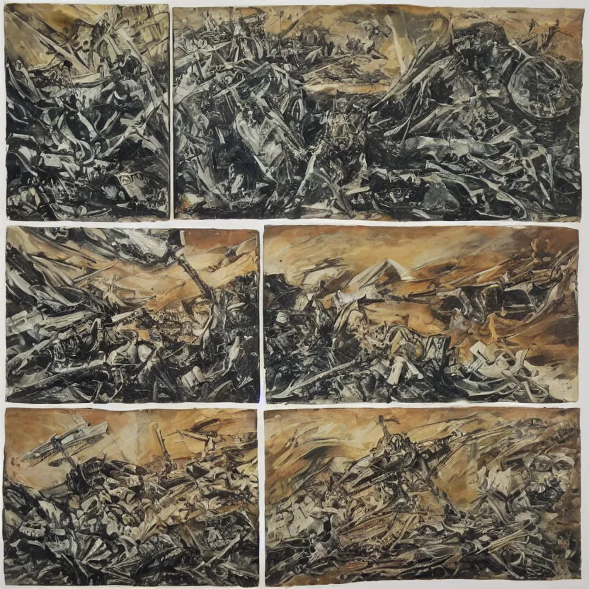 Image similar to quadtych depicting nuclear war