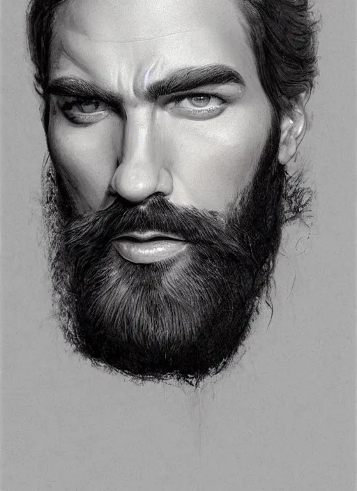 Image similar to a portrait a bearded man, art by boris vallejo and greg danton and denys tsiperko, detailed, hyperrealism, artstation