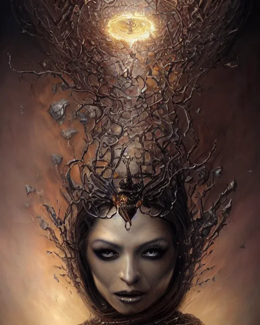 Image similar to full portrait of queen of the last hive, black metal shiny skin. intricate, elegant, highly detailed, centered, digital painting, artstation, concept art, smooth, sharp focus, illustration, artgerm, tomasz alen kopera, peter mohrbacher, donato giancola, joseph christian leyendecker, wlop, frank frazetta