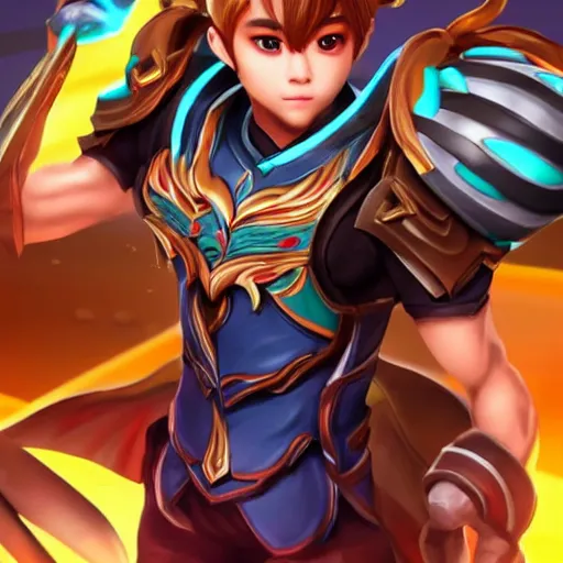 Prompt: xiumin from the band exo as a mobile legends hero, character design, full body, 8 k, high definition, extremely detailed, photo - realistic