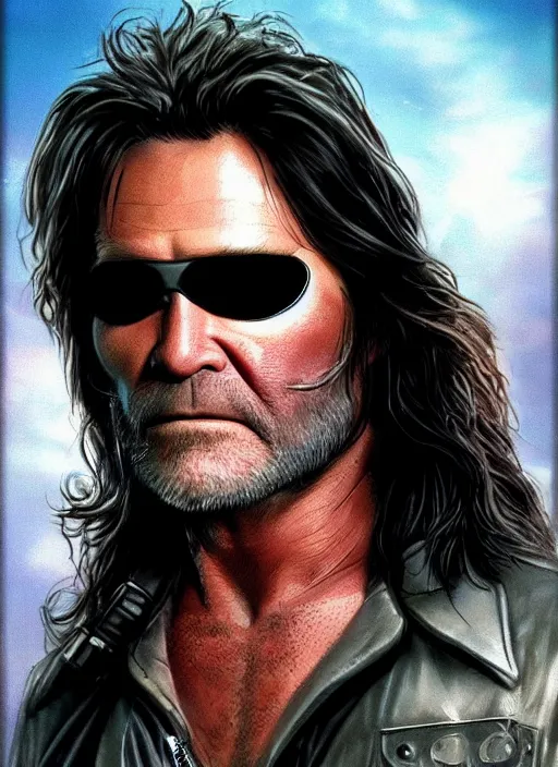 Image similar to Kurt Russell as Snake Plissken in Escape from New York, with black Eye patch over left eye, Trending artstation, digital Art