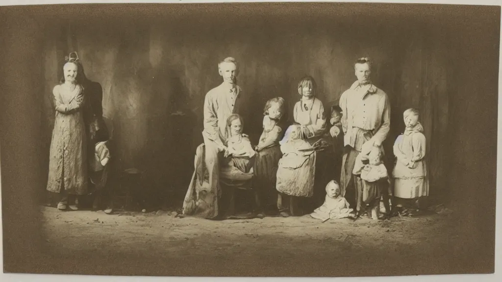 Prompt: albumen print of a lycens family