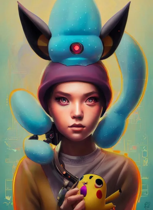 Image similar to lofi BioPunk Pokemon Pikachu portrait Pixar style by Tristan Eaton_Stanley Artgerm and Tom Bagshaw,