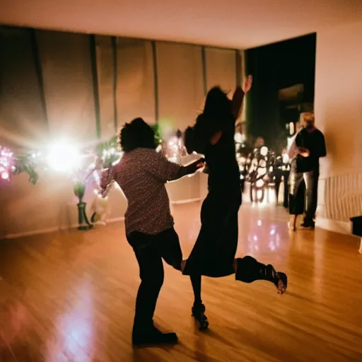 Prompt: a cute couple doing the bump on the dancefloor. freedom. being loose. pleasure. midnight. outside. indoors. varying angles.