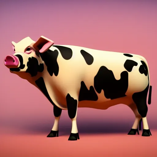 Image similar to a fusion of a cow and a pig, hyperdetailed, artstation, cgsociety, 8 k